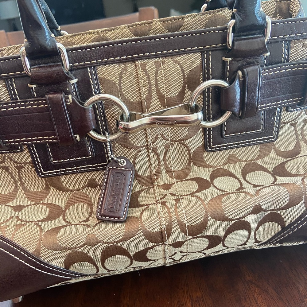 Signature Coach Small Brown Satchel Tote